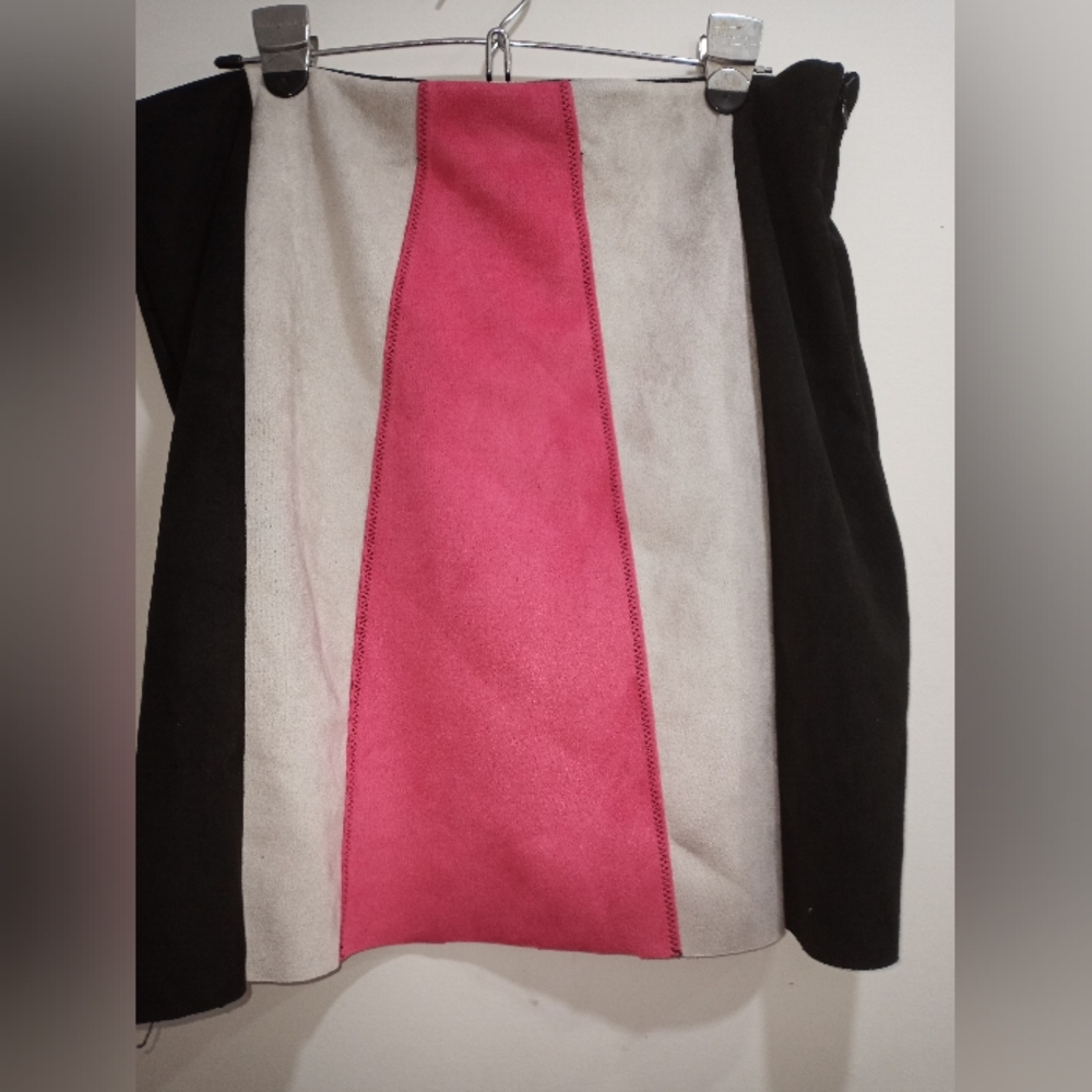 Vibrant Pink and Black Bomber Jacket Inspired Skirt
